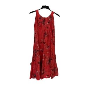 Bellambra Linen Tie Neck Midi Dress Blue Tie Dye Made in Italy Size M